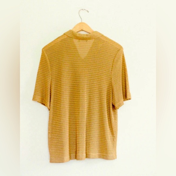 Lady Dorby Vintage Gold Knit Top Button Front Size L/XL Leaf Buttons Retro 80s - Picture 11 of 16